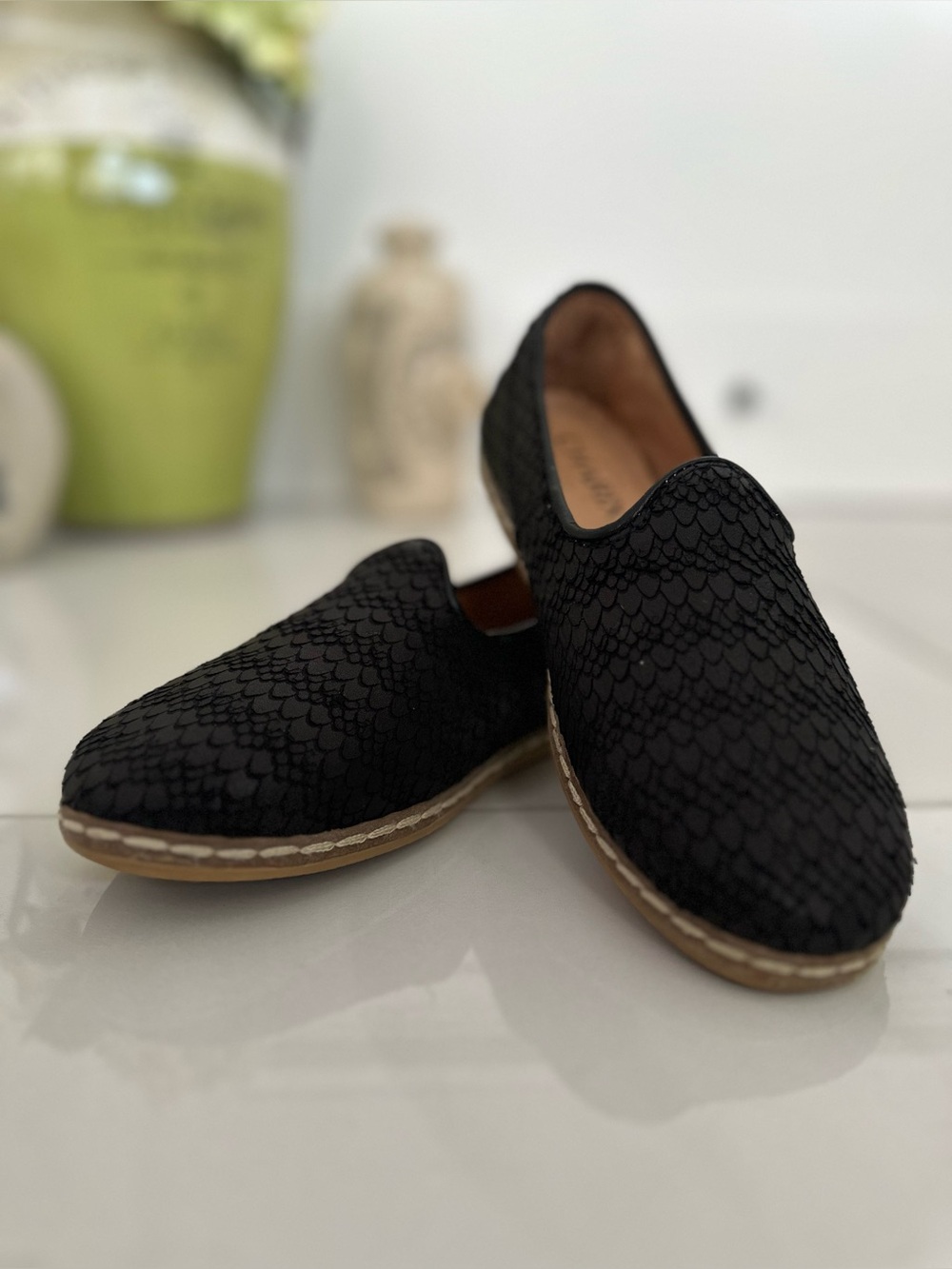 Charix Wild Black Leather Slip-On Flats Size 36 NWOT Handmade Comfort Shoes